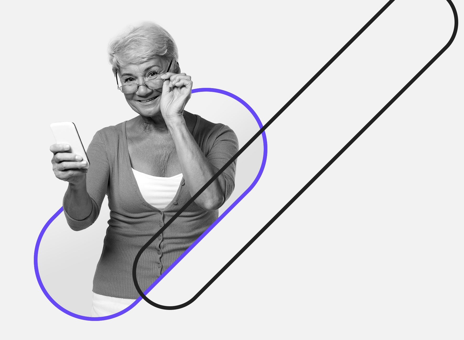 Old Woman using technology